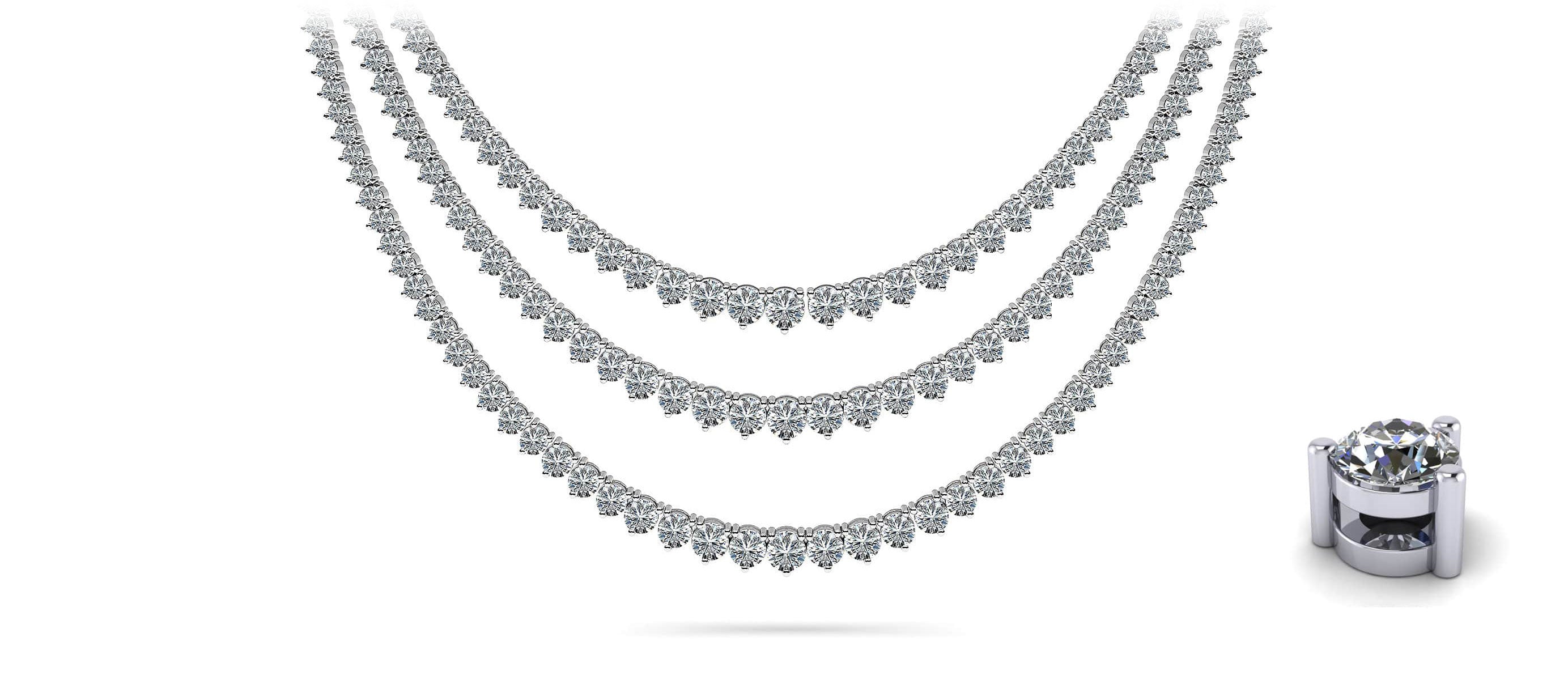 3 Prong Triple Strand Graduated Diamond Necklace