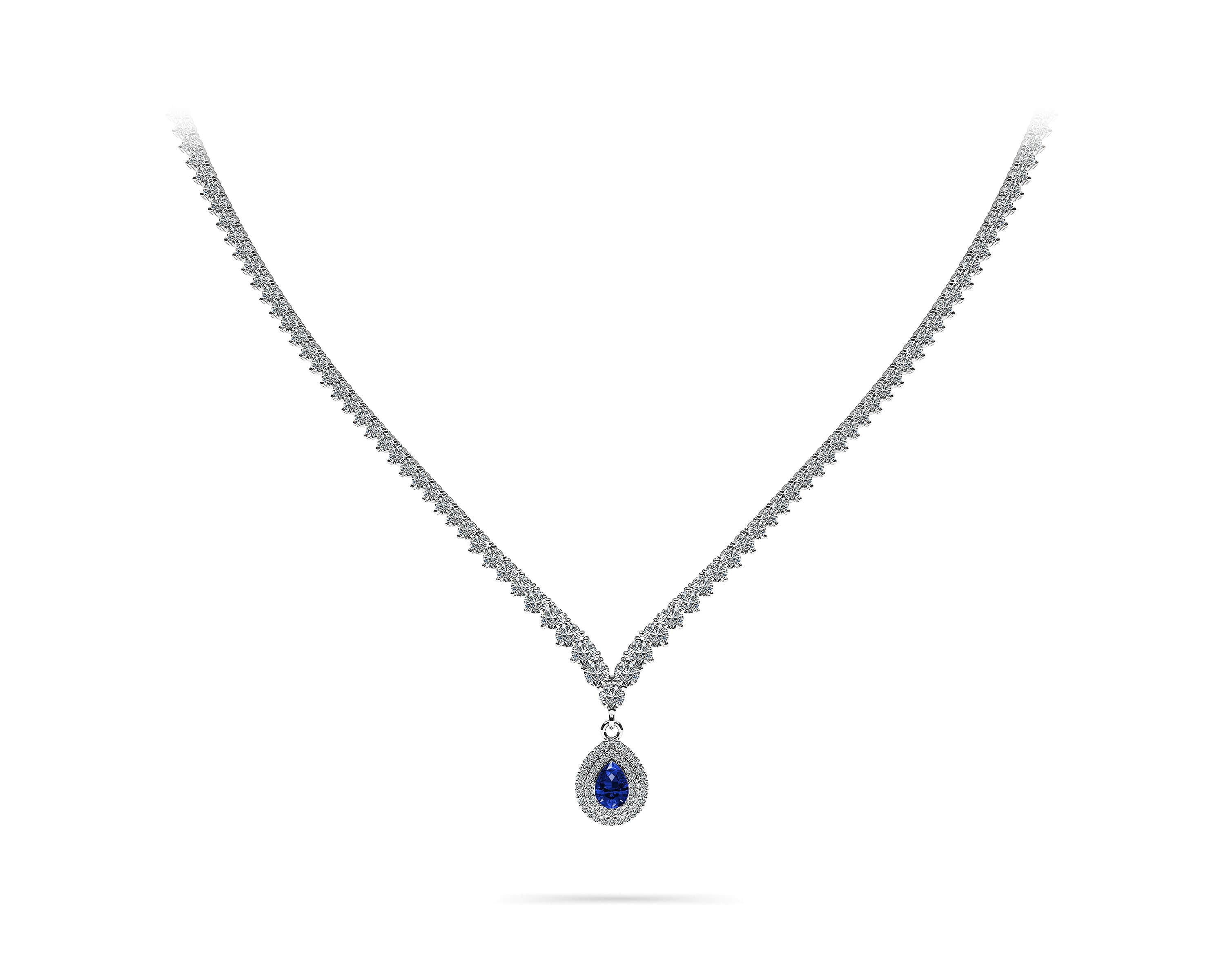 Teardrop Gemstone Pendant 3 Prong Necklace