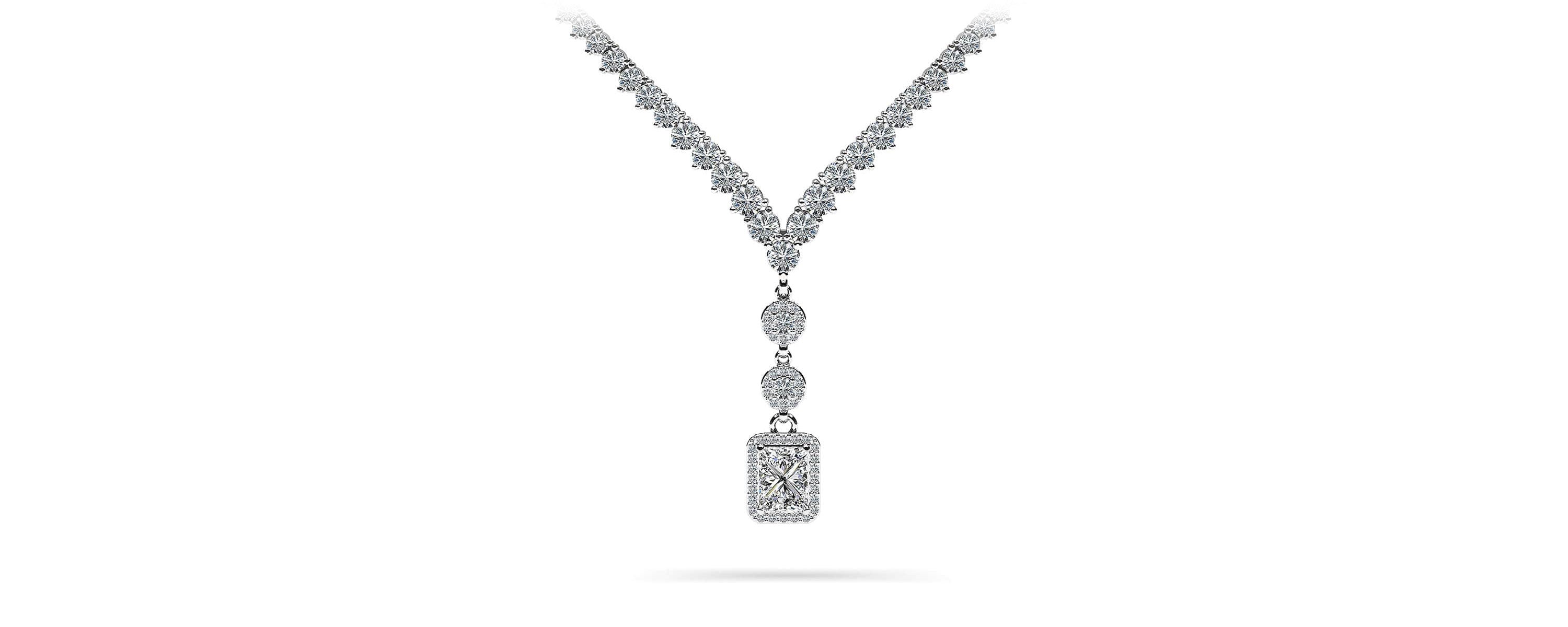 Extravagant Diamond Pendant 3 Prong V Necklace