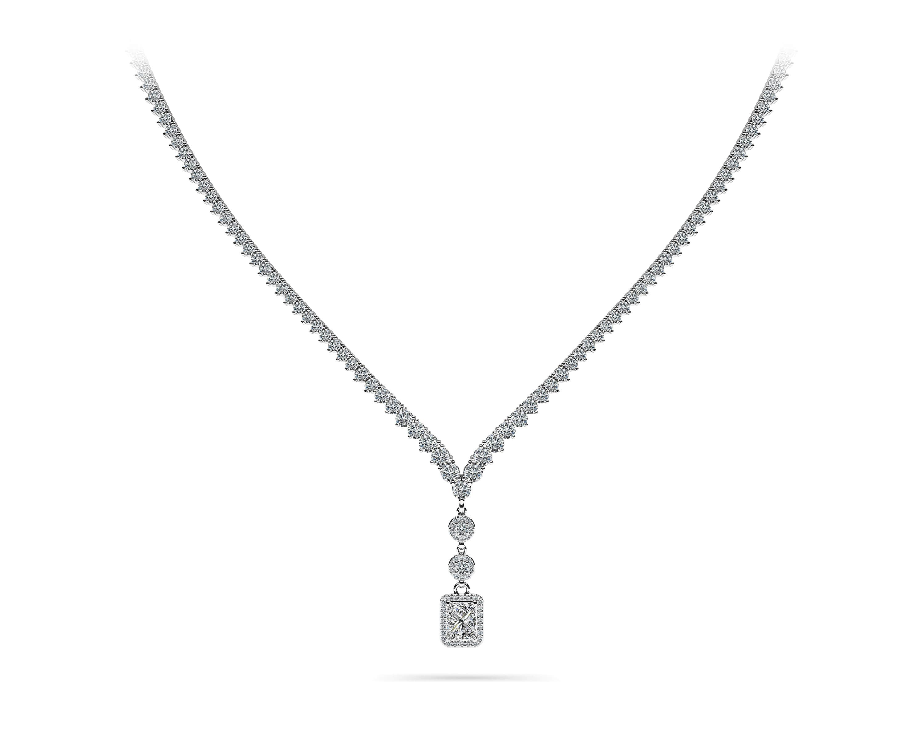 Extravagant Diamond Pendant 3 Prong V Necklace