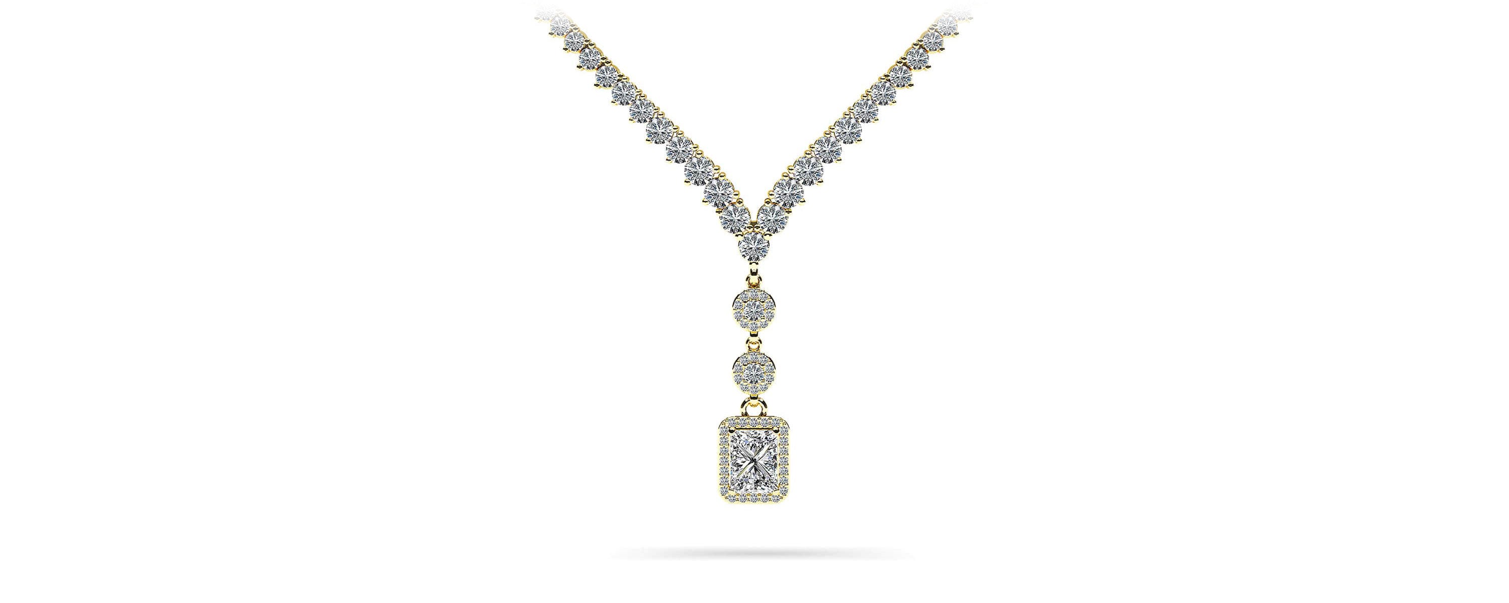 Extravagant Diamond Pendant 3 Prong V Necklace