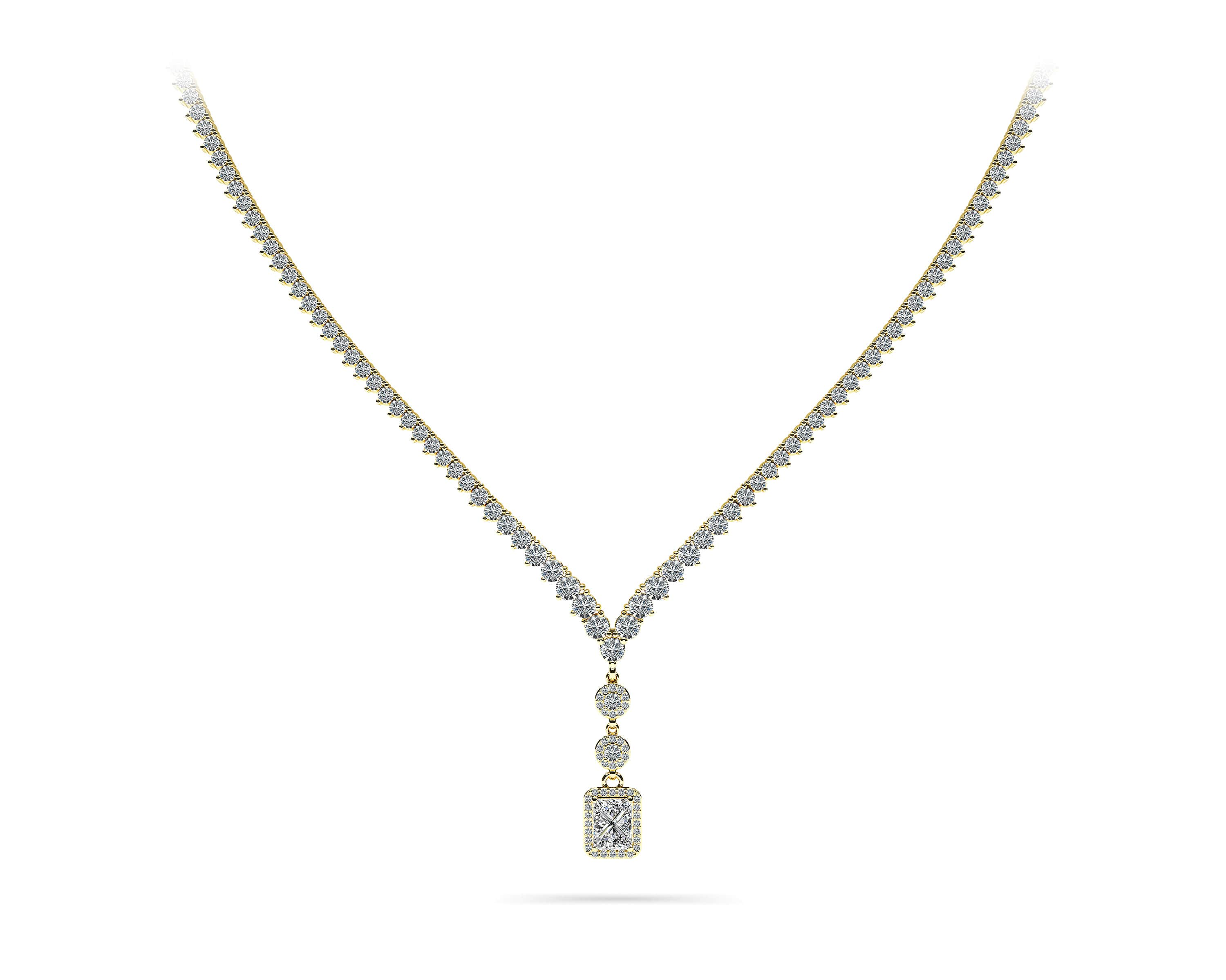 Extravagant Diamond Pendant 3 Prong V Necklace