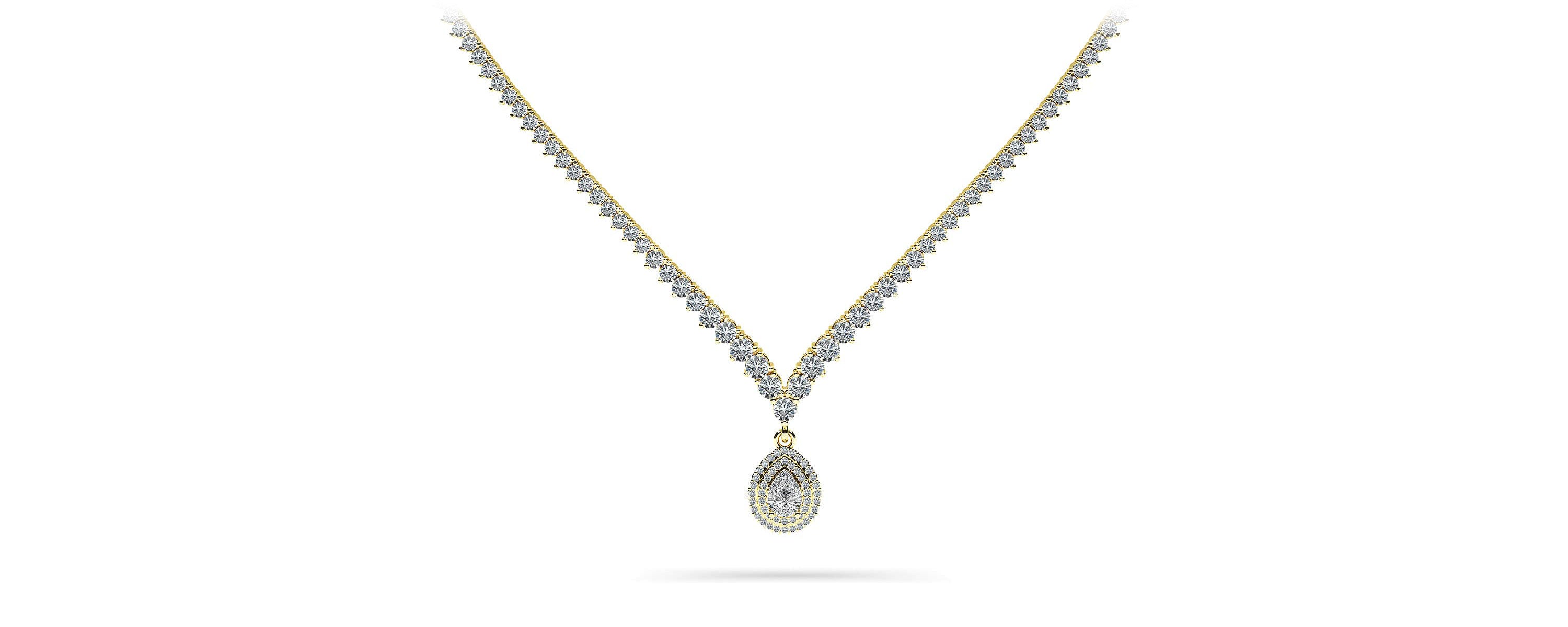 3 Prong Graduated V Diamond Necklace