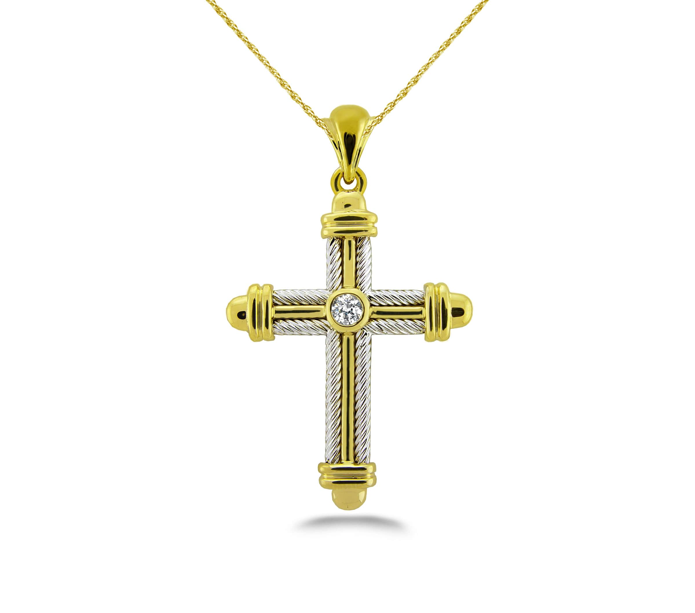 Round Edge Diamond Cross Pendant Necklace