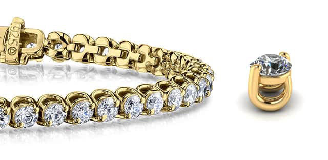 2 Prong Brilliant Round Diamond Tennis Bracelet