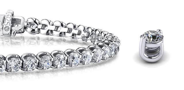 2 Prong Brilliant Round Diamond Tennis Bracelet