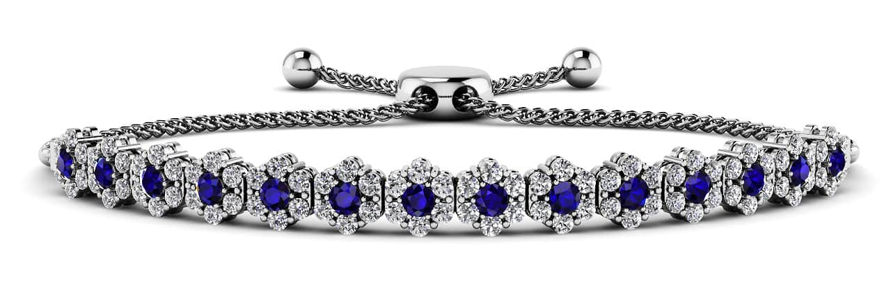 Fleur Diamond and Gemstone Adjustable Bracelet