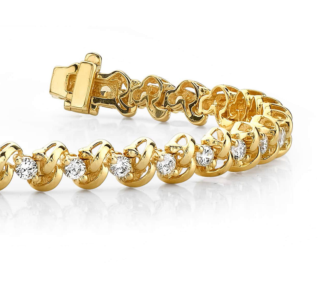 Split Slant Link Diamond Bracelet