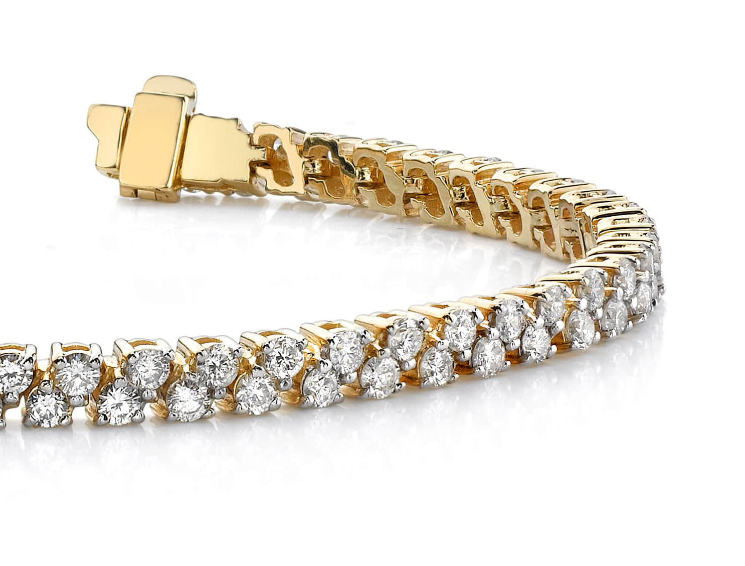 Diamond Checkerboard Two Row Tennis Bracelet