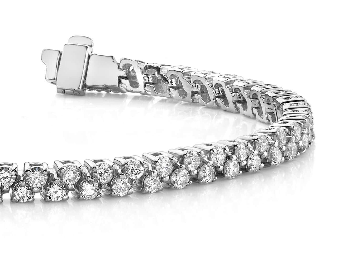 Diamond Checkerboard Two Row Tennis Bracelet