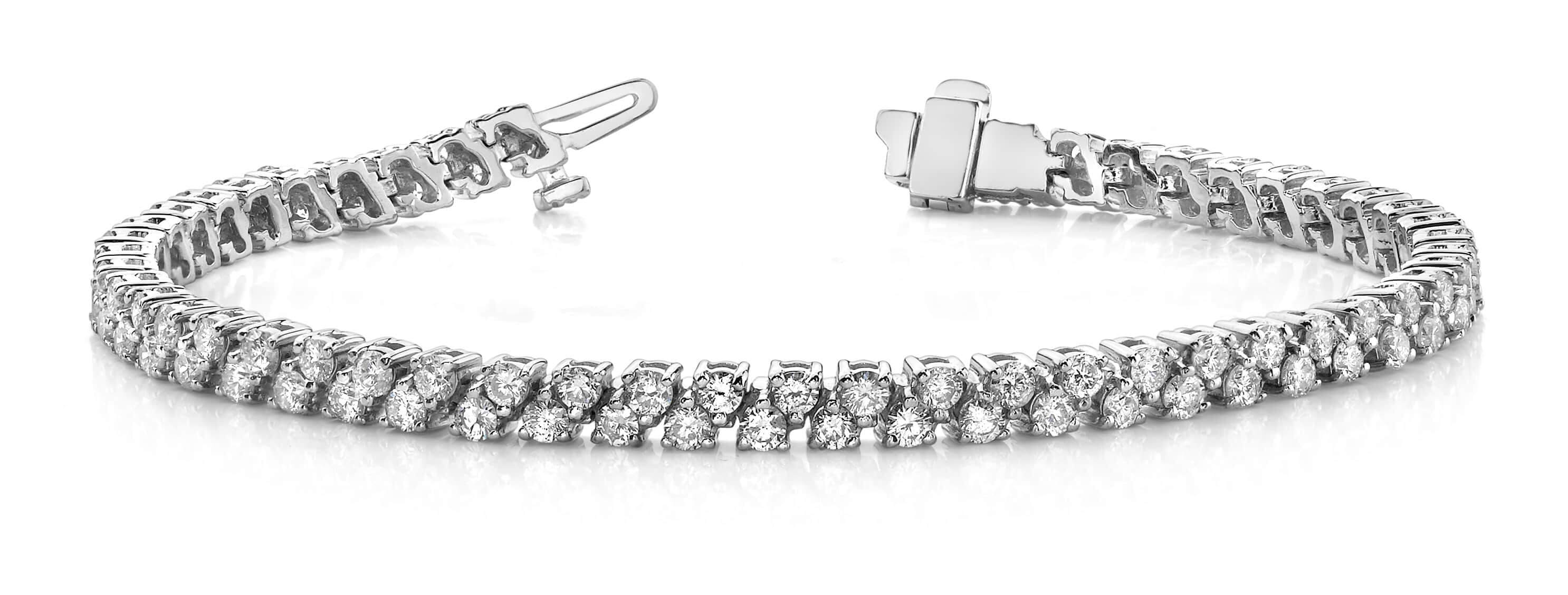 Diamond Checkerboard Two Row Tennis Bracelet