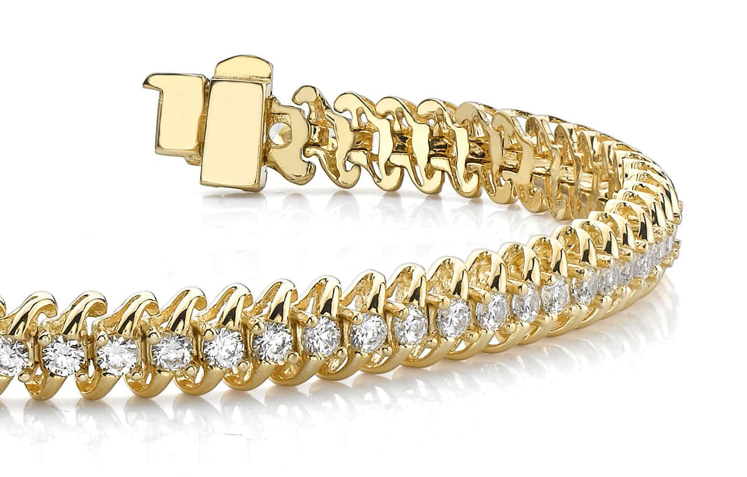 Slanted Spiral Link Diamond Strand Tennis Bracelet