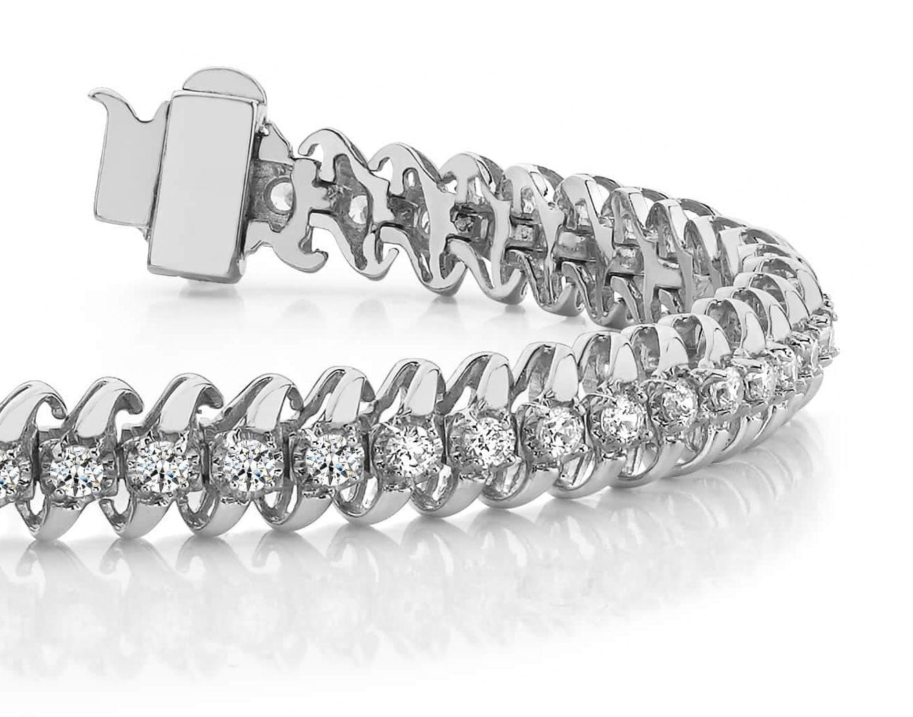 Slanted Spiral Illusion Diamond Tennis Bracelet