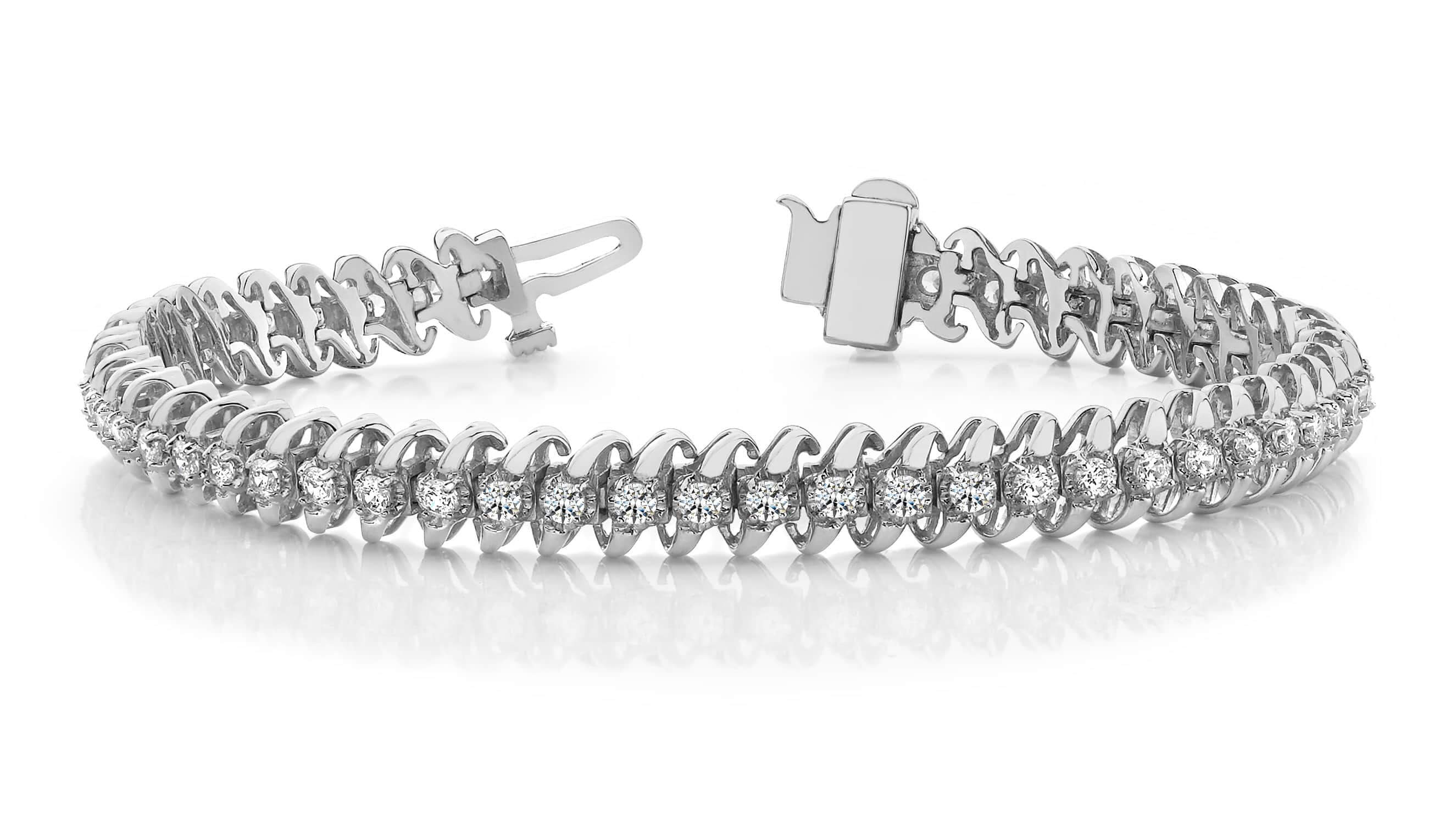 Slanted Spiral Illusion Diamond Tennis Bracelet