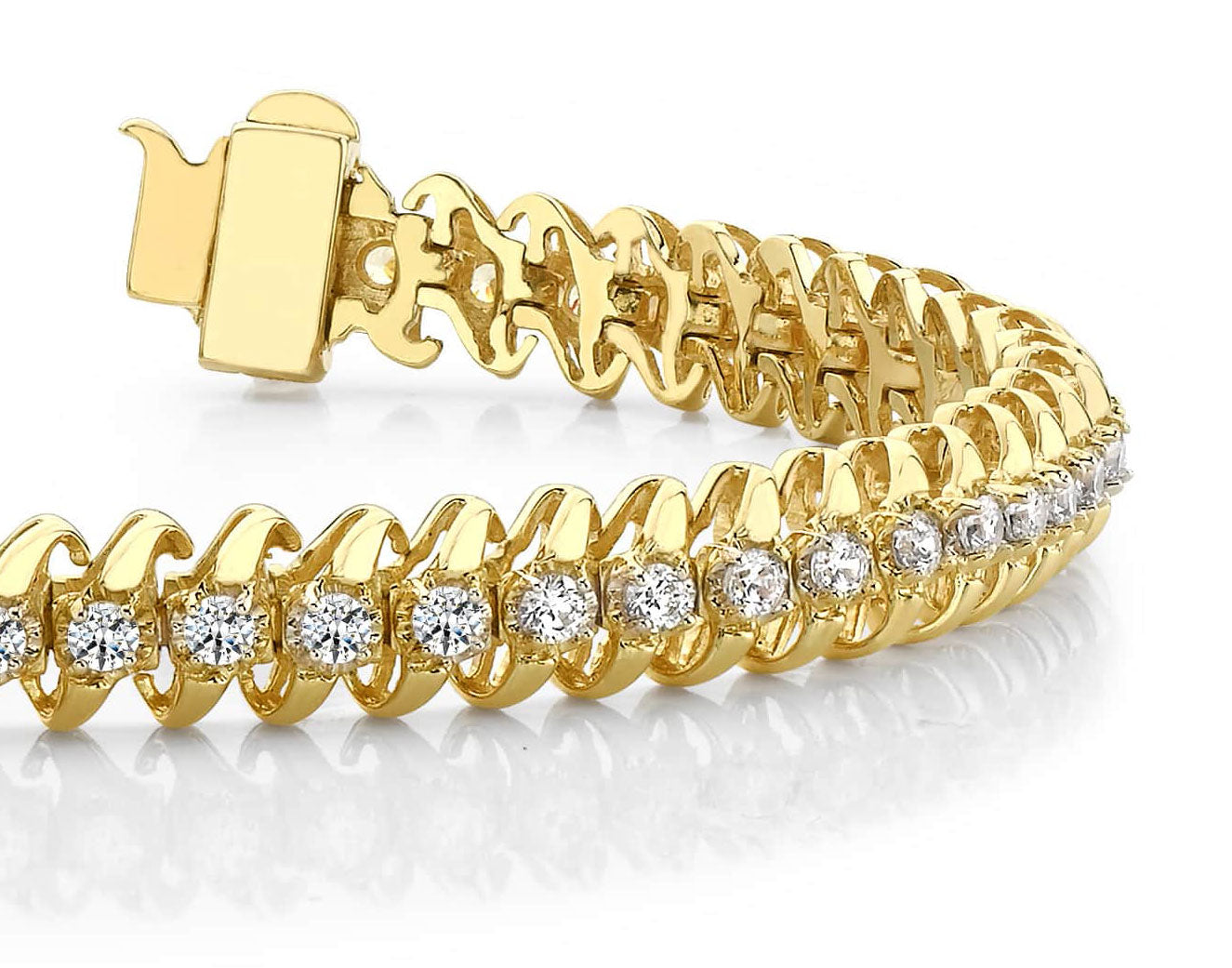 Slanted Spiral Illusion Diamond Tennis Bracelet