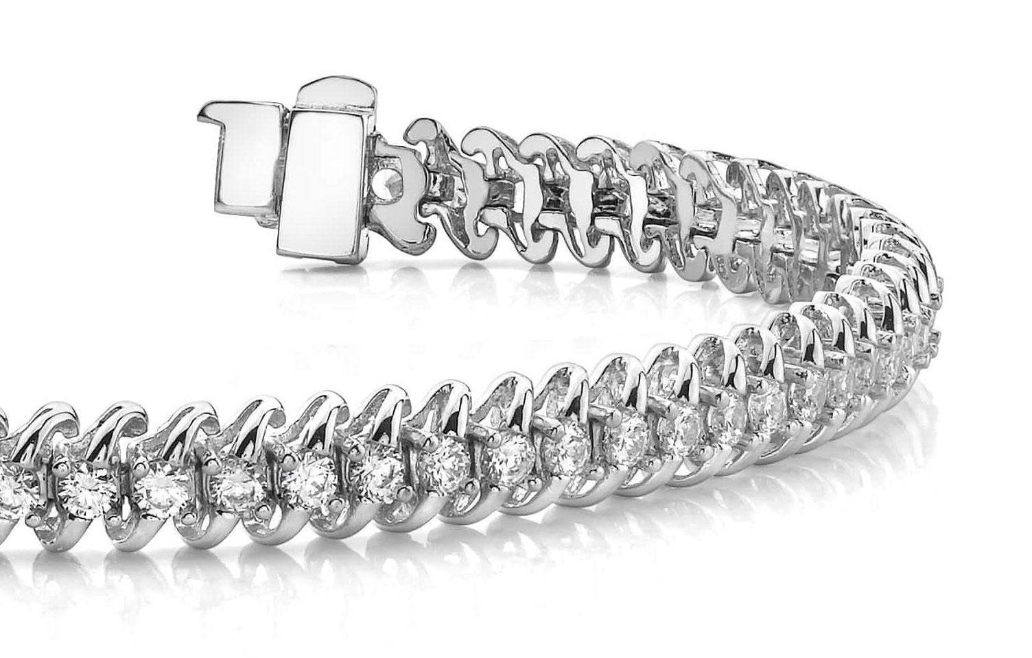 Slanted Spiral Link Diamond Strand Tennis Bracelet