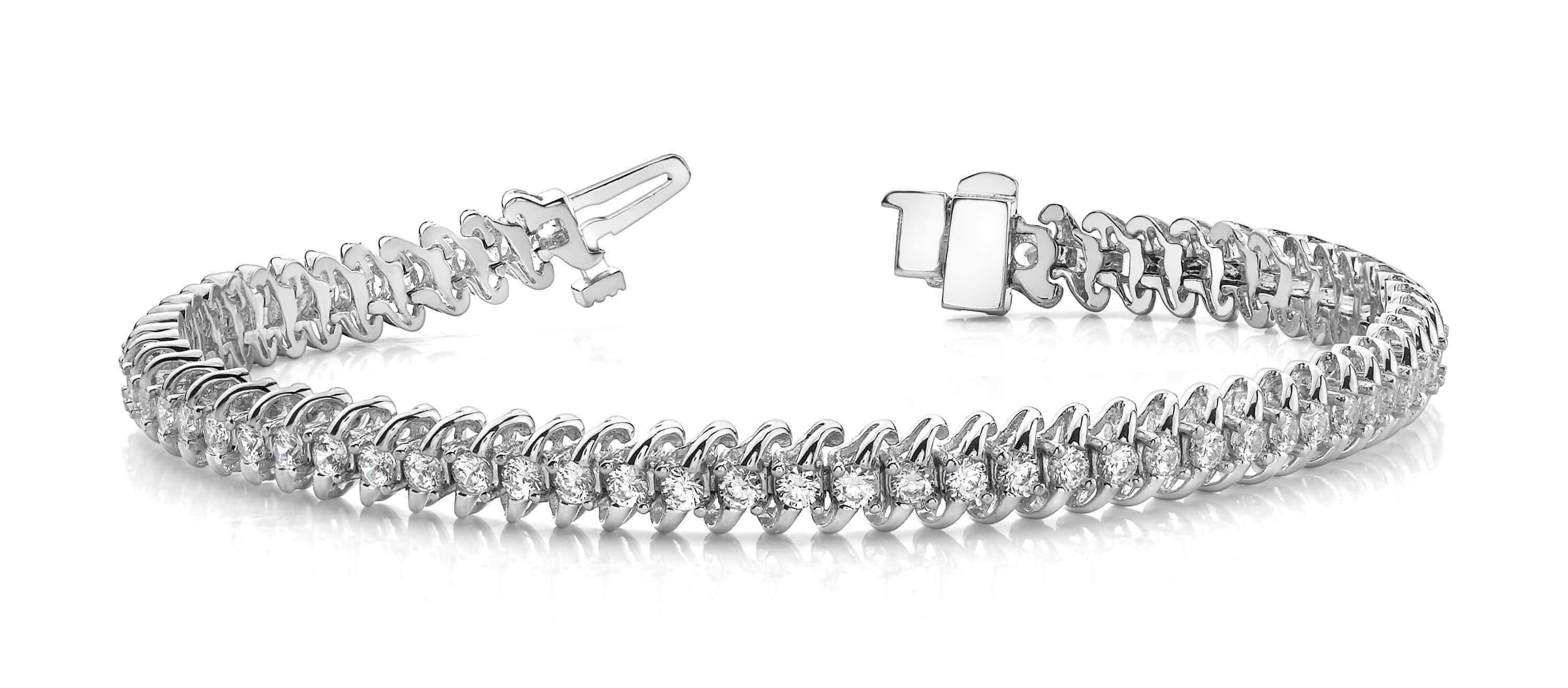 Slanted Spiral Link Diamond Strand Tennis Bracelet