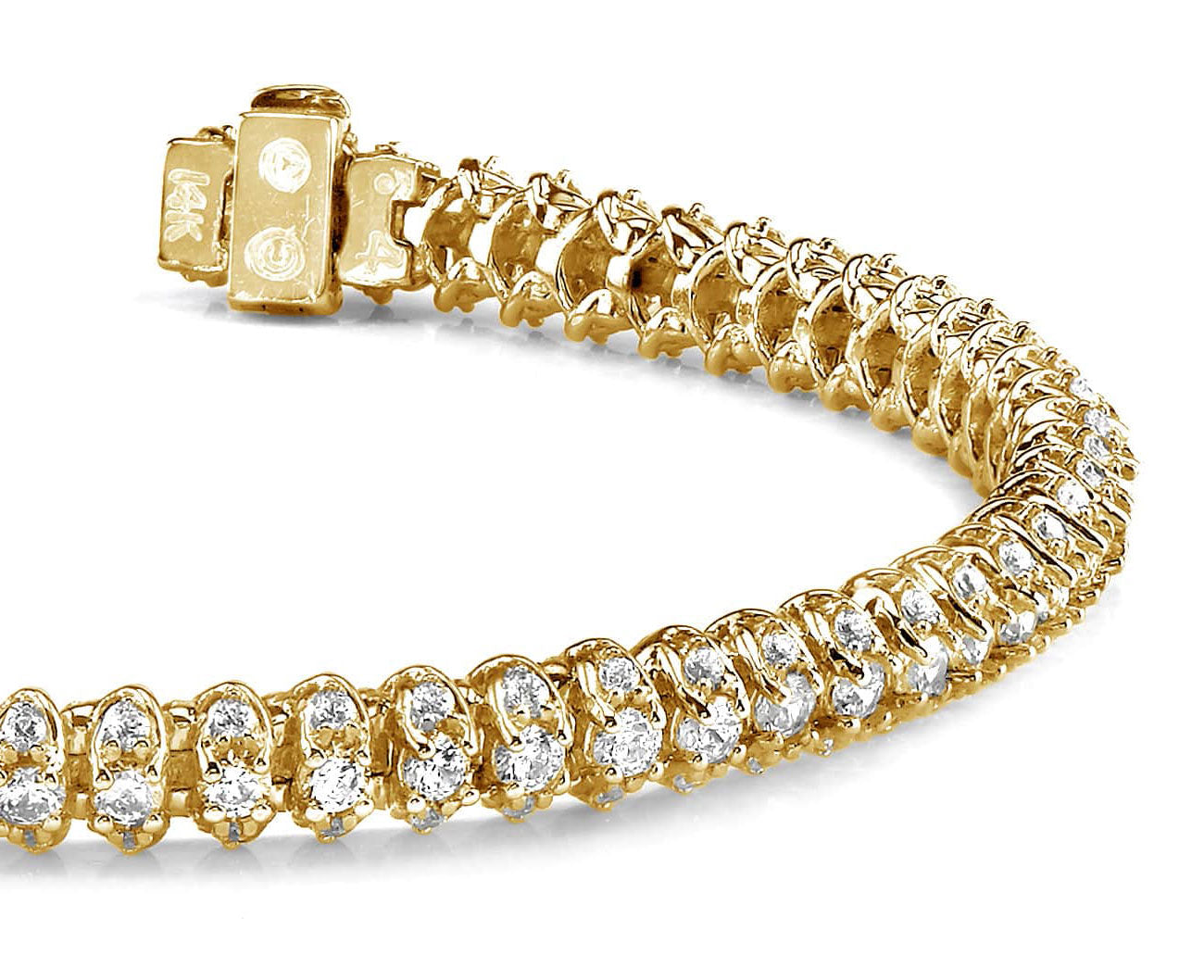 Three Row Diamond Scoop Link Bracelet