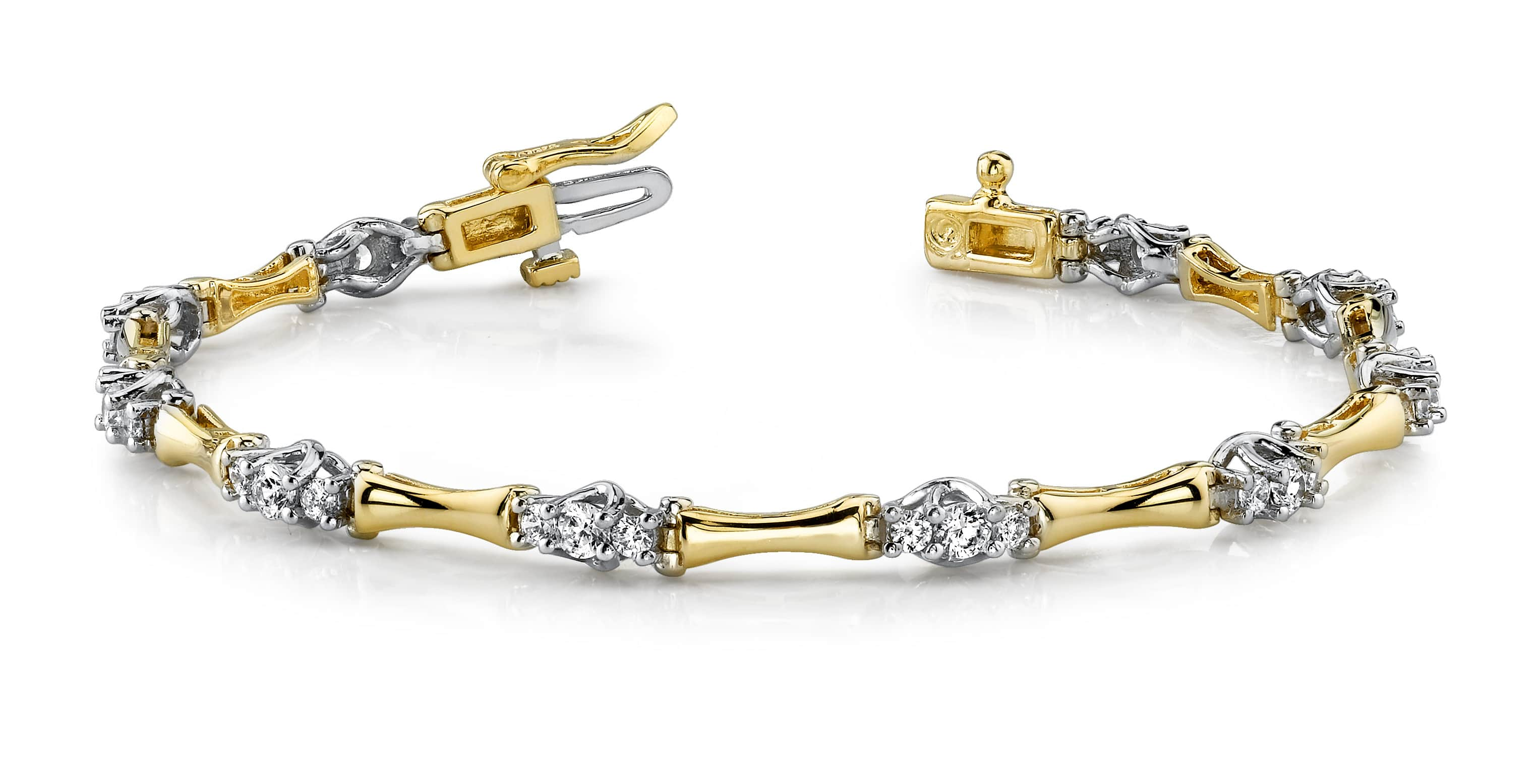 Triple Diamond Column Link Bracelet In