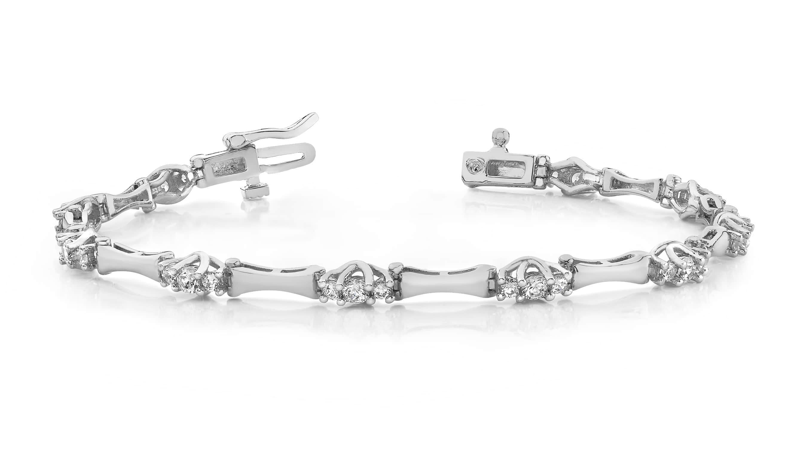 Triple Diamond Column Link Bracelet In