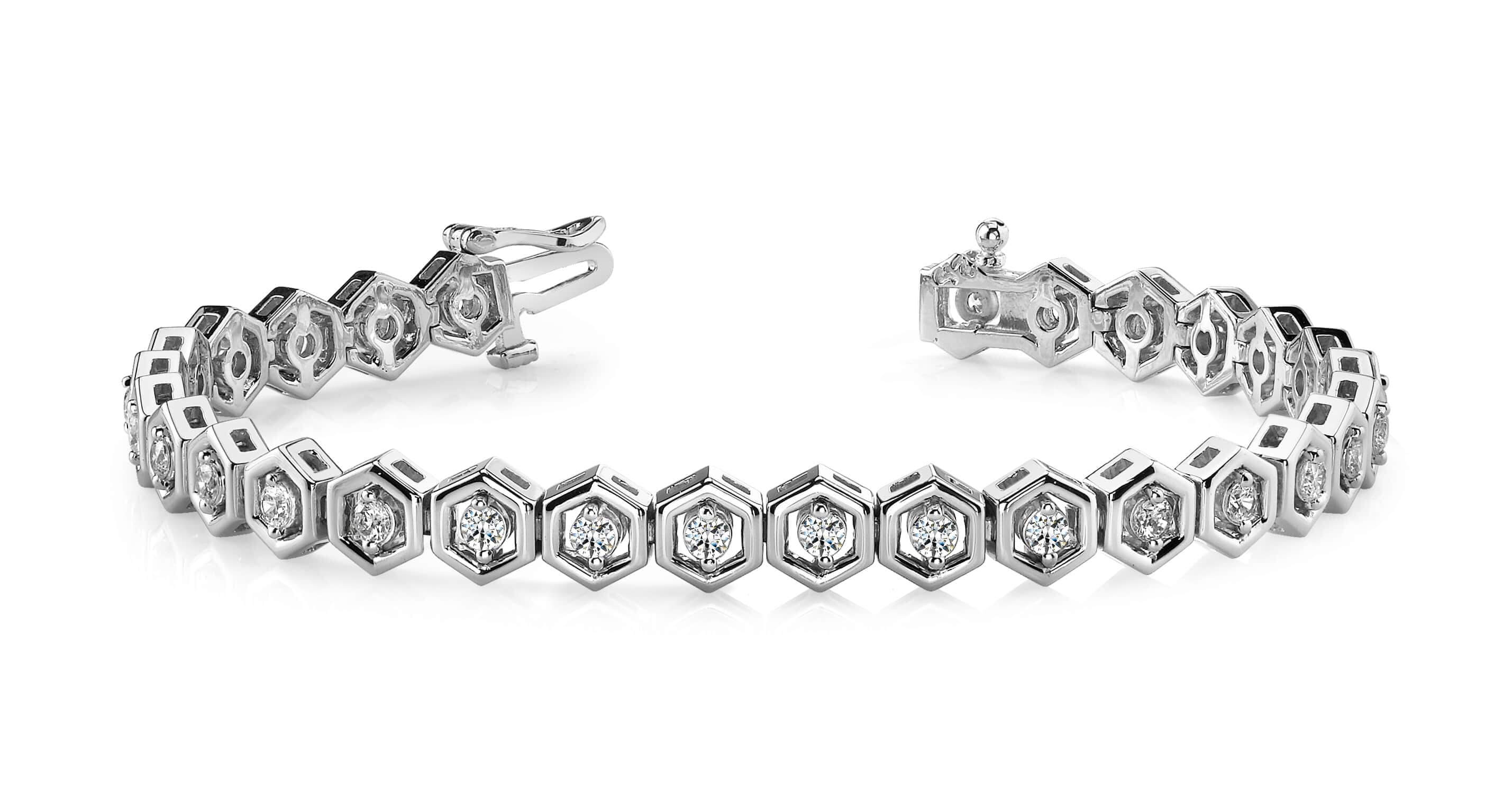 Hexagon Link Diamond Bracelet