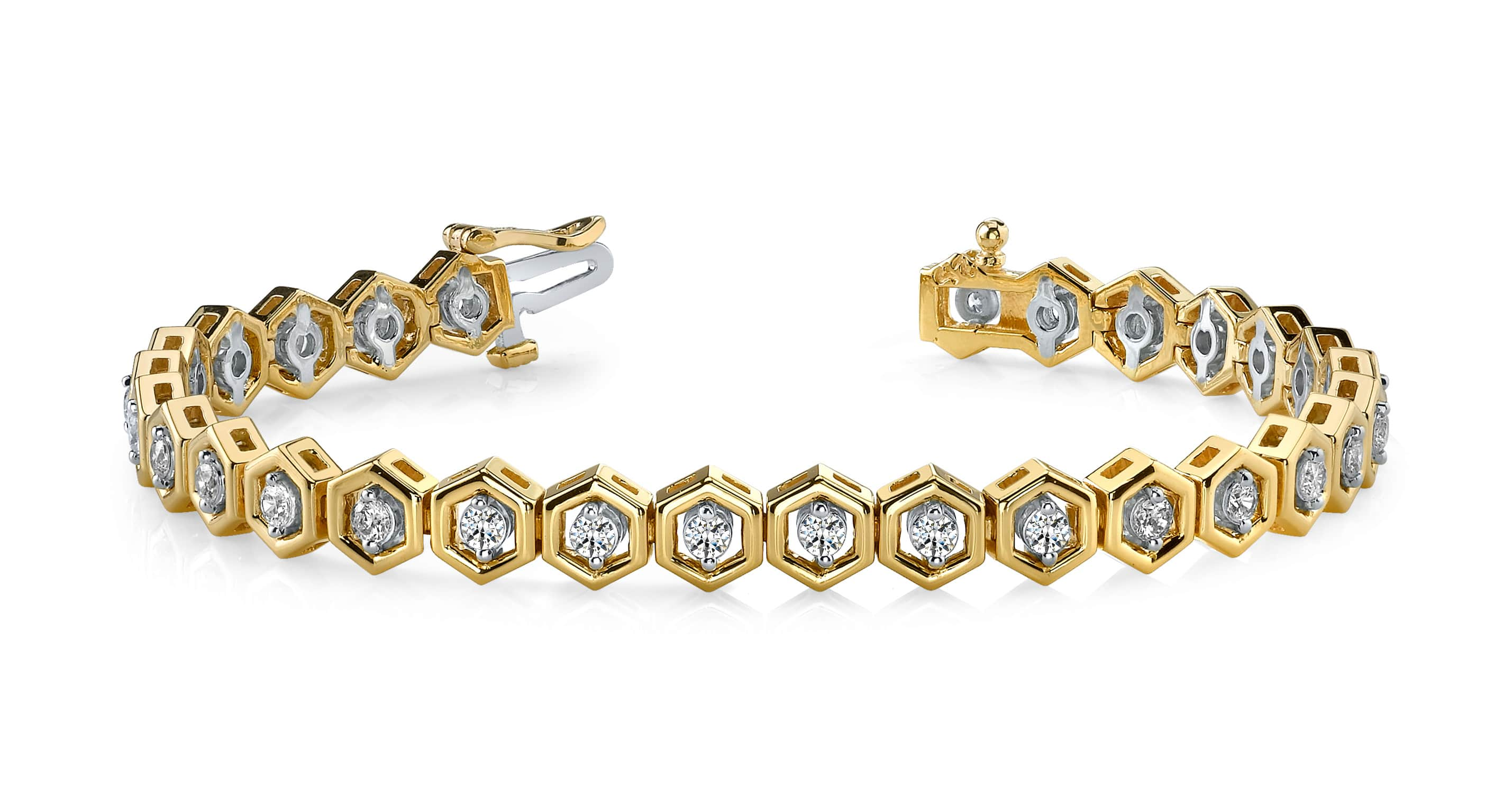 Hexagon Link Diamond Bracelet