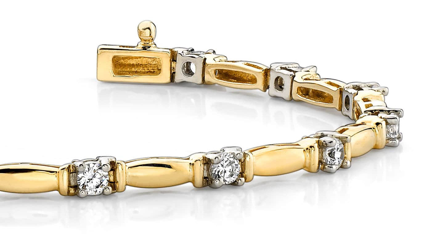 Shiny Column Link Diamond Bracelet