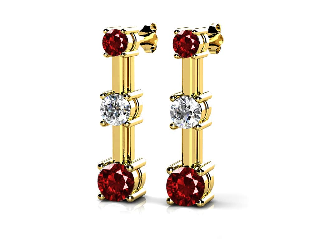 Four Prong Gemstone And Diamond Earring