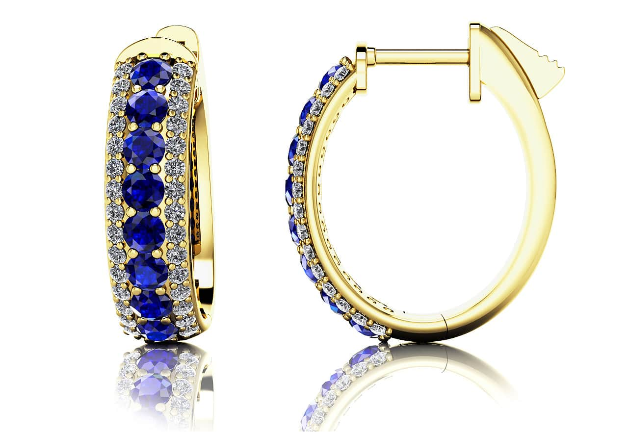 Triple Oval Gemstone And Diamond Hoop Earrings