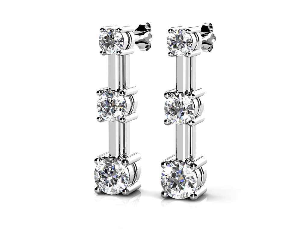 Graduated Triple Diamond Earrings In