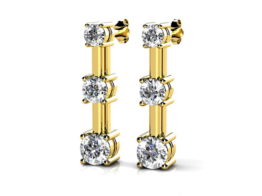 Graduated Triple Diamond Earrings In