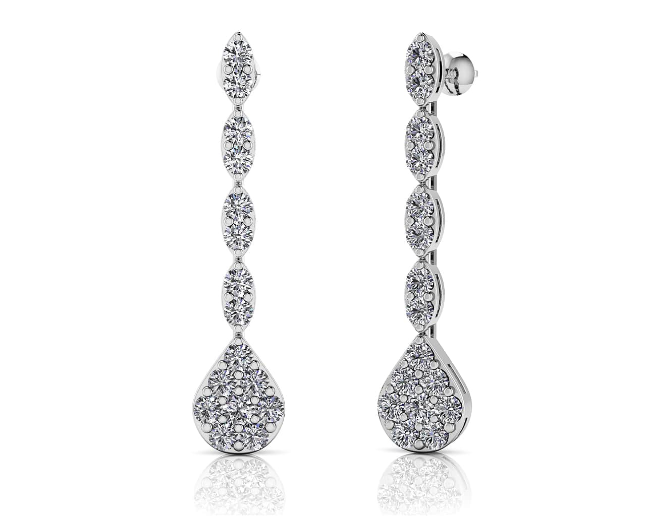 Sparkling Pear Drop Cluster Earrings