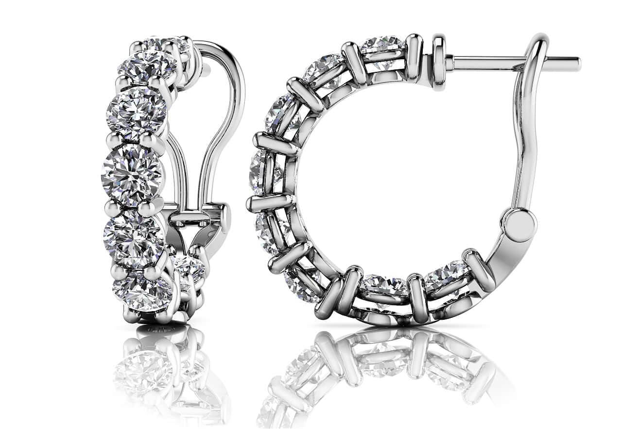 Glittering Diamond Hoop Earrings