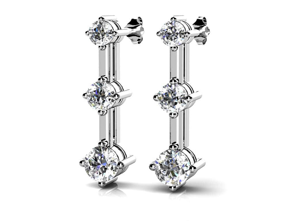 Diamond Prong Set Triple Earrings