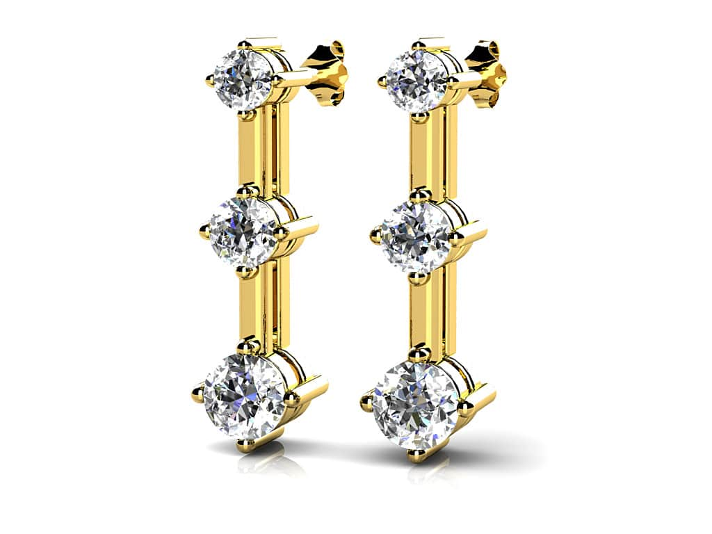 Diamond Prong Set Triple Earrings