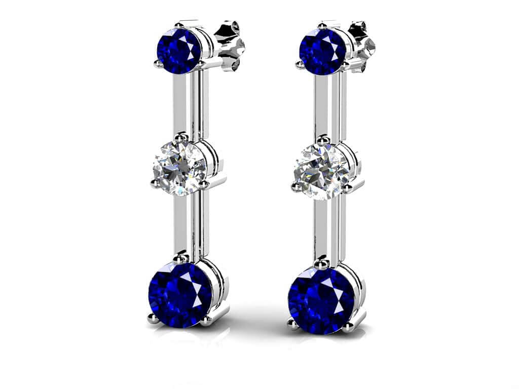 Triple Prong Diamond And Gemstone Earrings