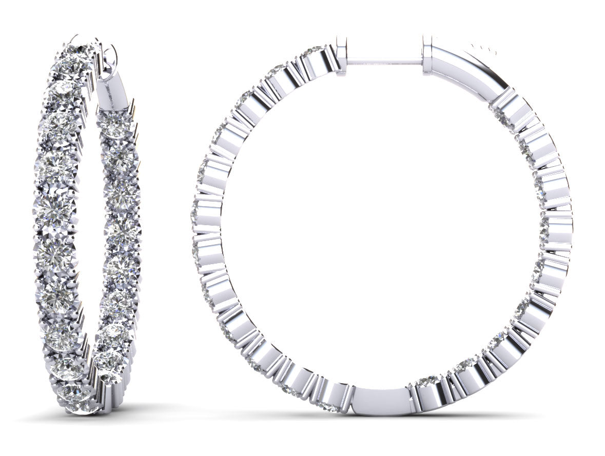 Diamond Crown Hoop Earrings Medium