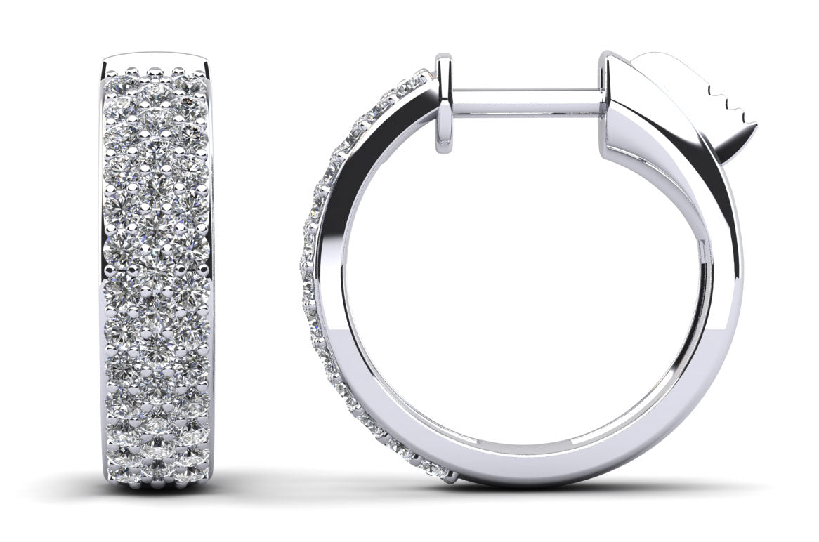 3 Row Huggie Diamond Hoop Earrings