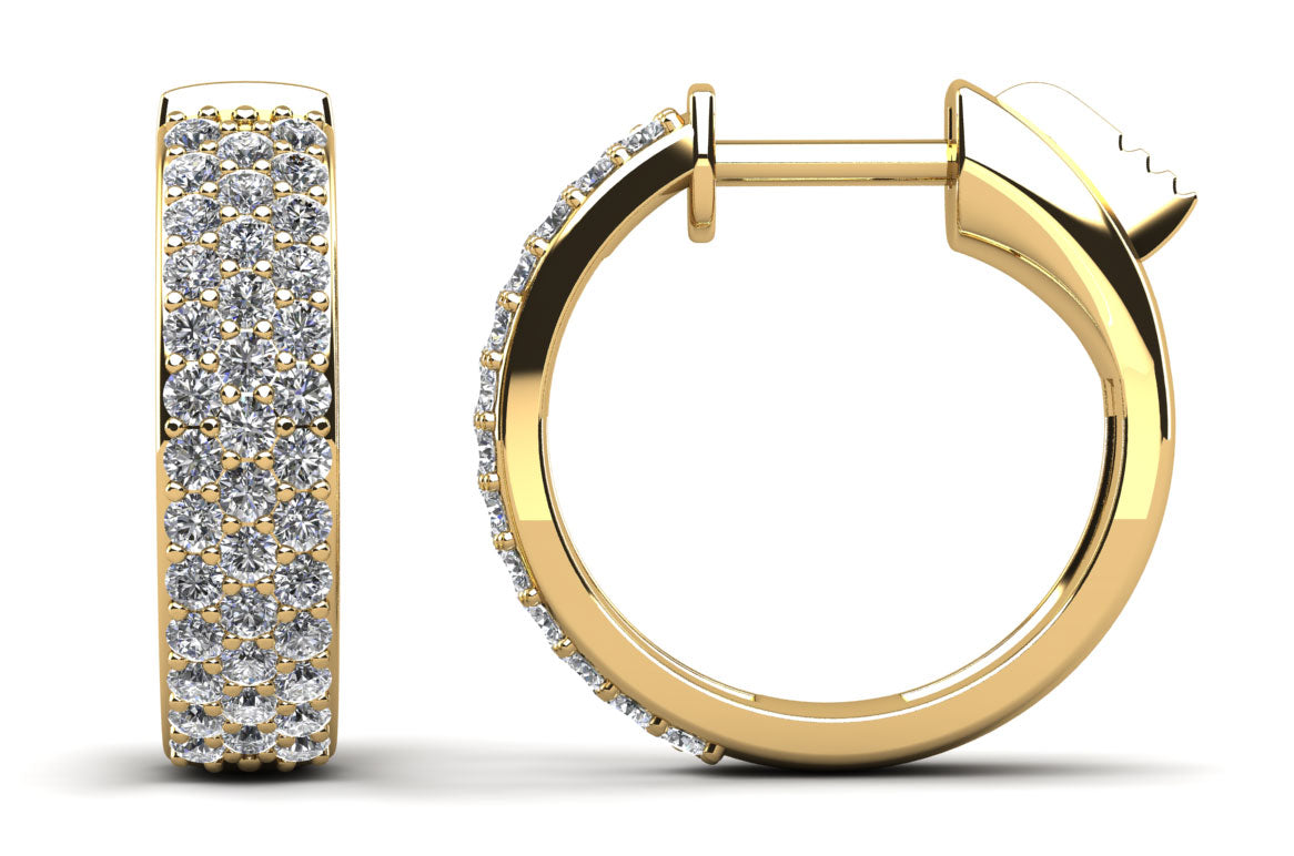 3 Row Huggie Diamond Hoop Earrings