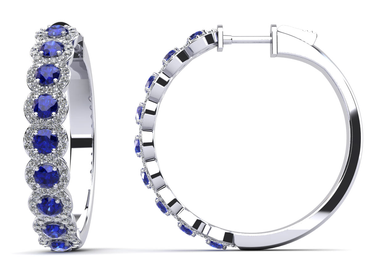 Brilliant Halo Diamonds And Gemstone Hoops