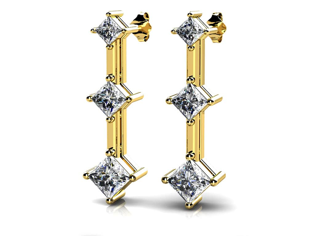 Princess Triple Diamond Earrings