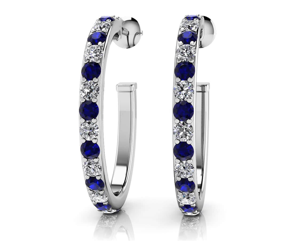 Gemstone Diamond Oval Hoop Earrings