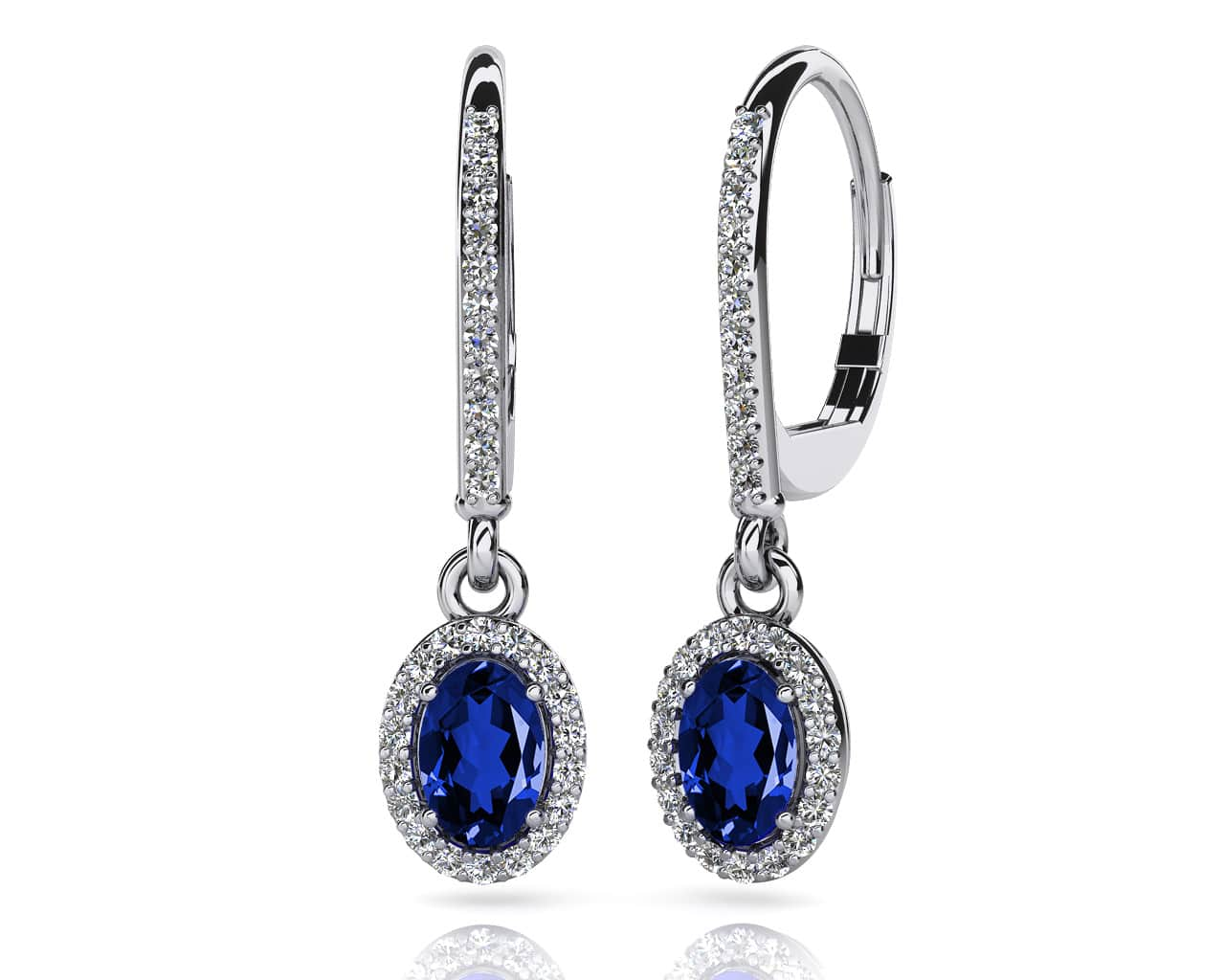 Oval Shaped Gemstone And Diamond Earrings