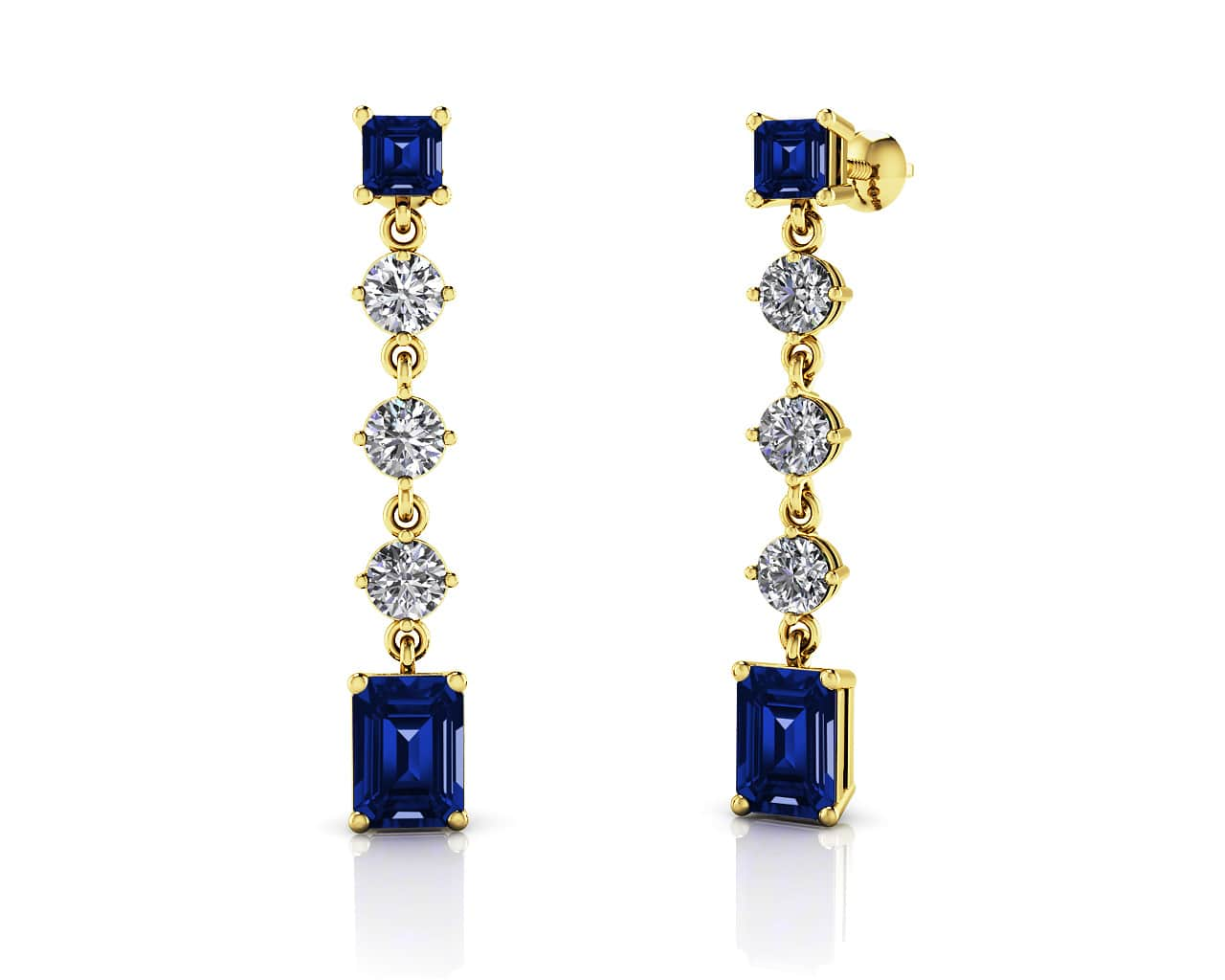 Elegant Multi Shape Diamond And Gemstone Earrings