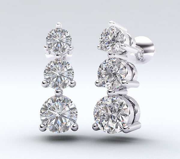 Triple Diamond Drop Earrings