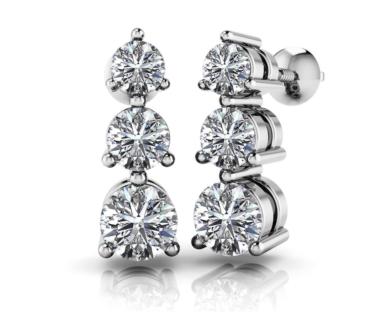 Triple Diamond Drop Earrings