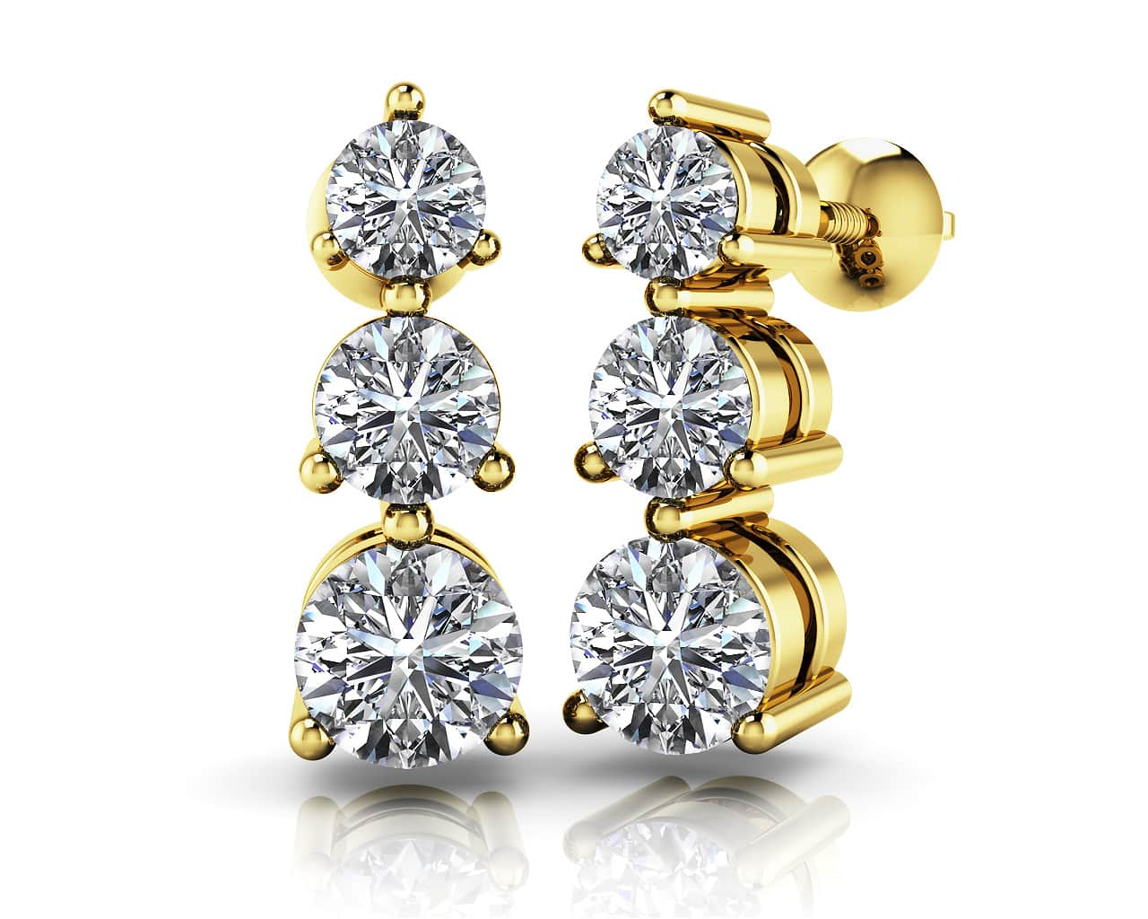 Triple Diamond Drop Earrings