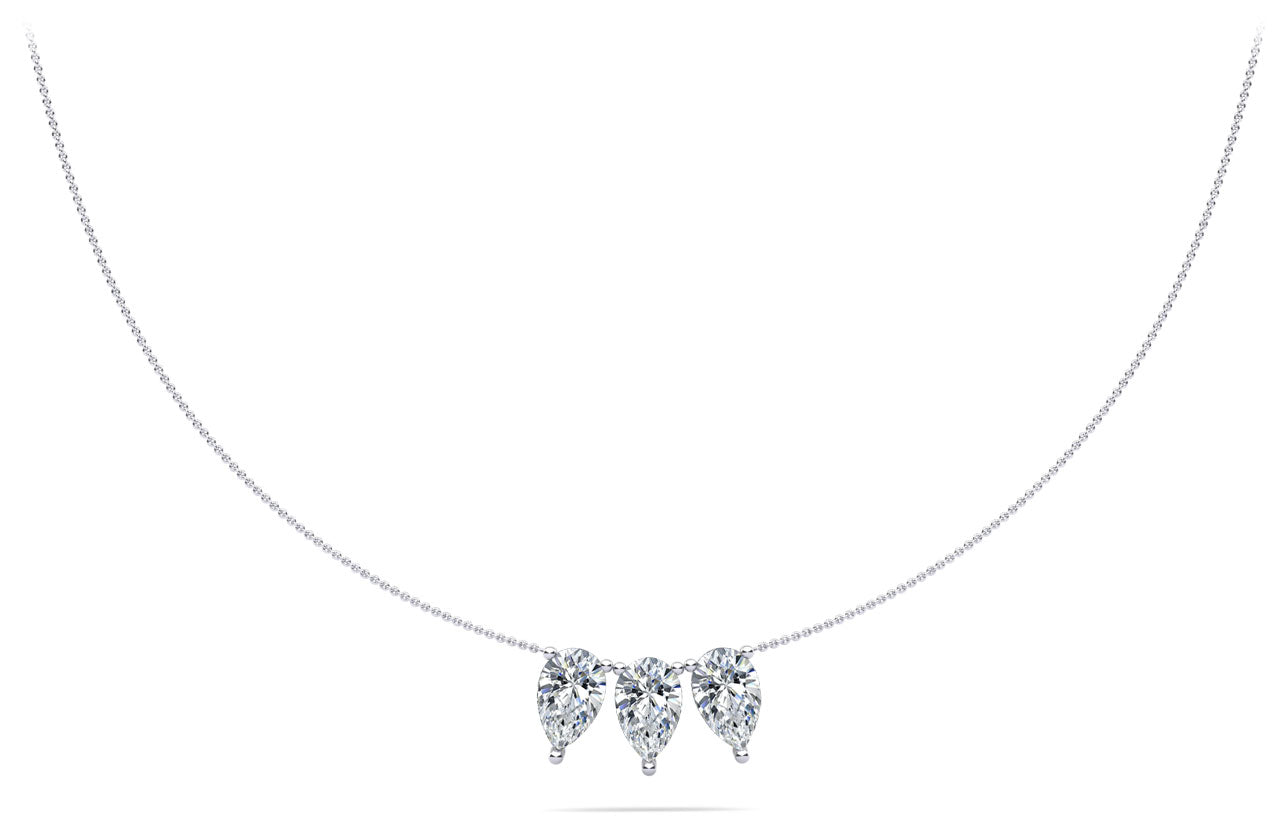 Triple Pear Shape Diamond Necklace