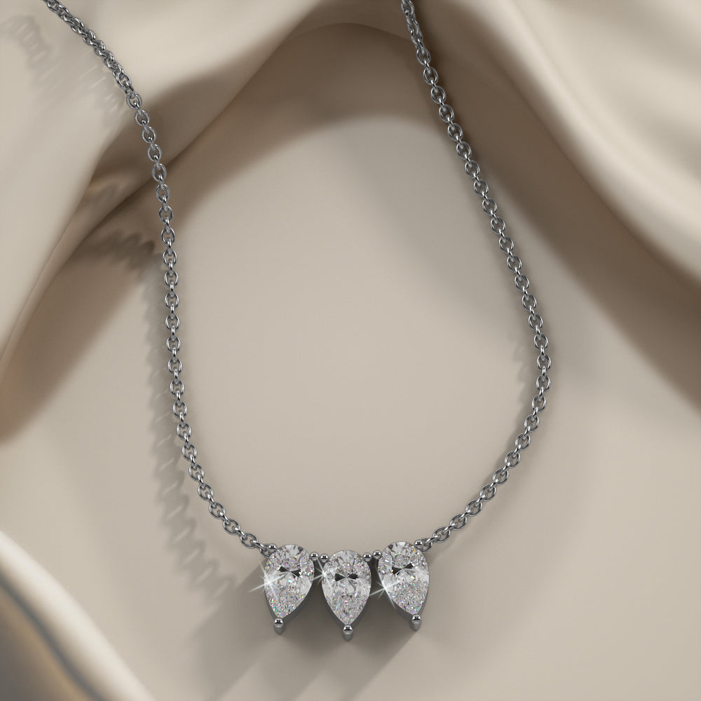 Triple Pear Shape Diamond Necklace