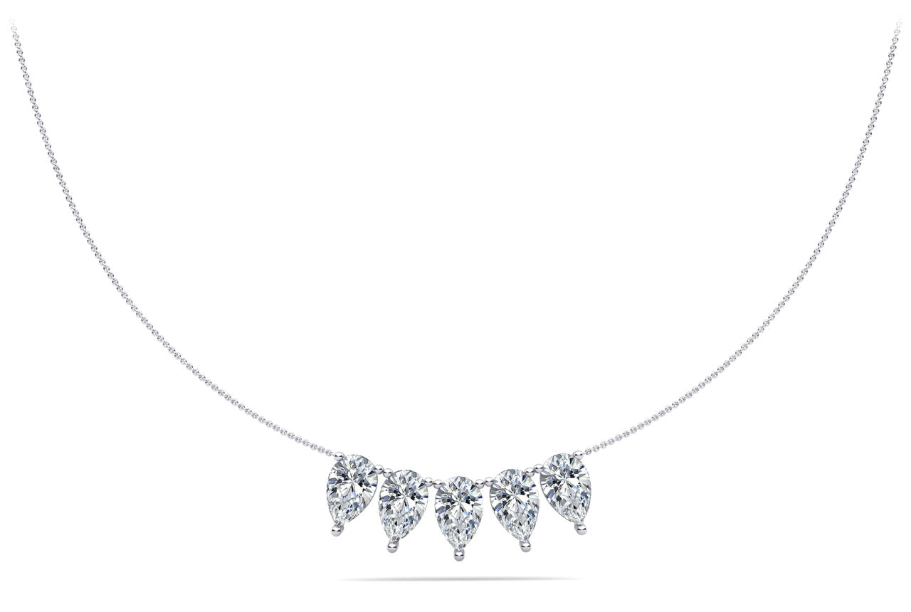 Five Stone Pear Shape Diamond Necklace